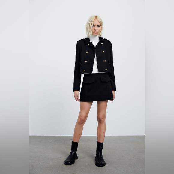 Zara Metal Button Cropped Jacket - Picture 4 of 10